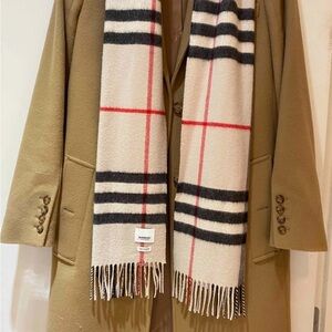 Burberry Camel Wool Coat with Classic Label